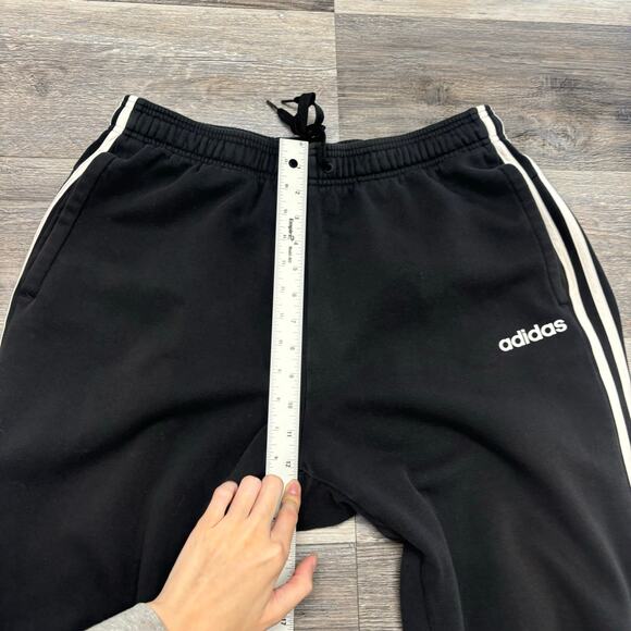 Adidas Essentials Black White 3 Stripes Mens L Warm Up Taper Jogger Track Pants - Picture 11 of 14